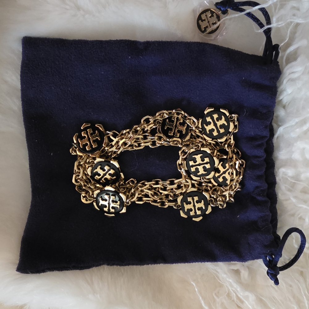 Original Tory Burch Gold and Black Long Chain Necklace or Belt